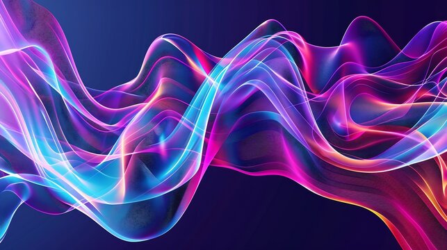 Flowing neon toned digital interface fills background smooth transitions high tech data patterns perfect cybersecurity brands software development companies digital marketing campaigns tech industry