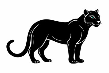 jaguarundi silhouette line art vector illustration