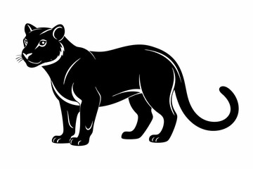 jaguarundi silhouette line art vector illustration