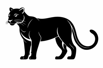 jaguarundi silhouette line art vector illustration