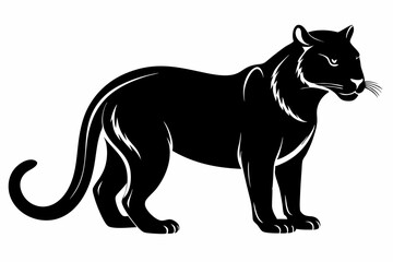 jaguarundi silhouette line art vector illustration
