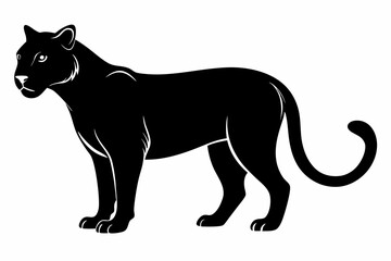 jaguarundi silhouette line art vector illustration