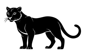 jaguarundi silhouette line art vector illustration