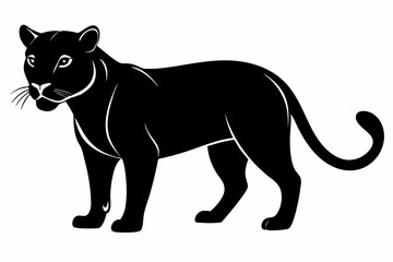jaguarundi silhouette line art vector illustration
