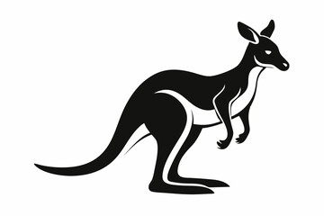 kangaroo silhouette line art vector illustration
