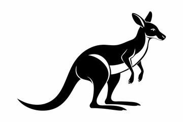 kangaroo silhouette line art vector illustration