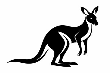 kangaroo silhouette line art vector illustration