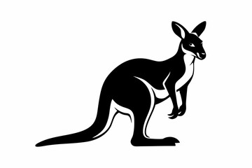 kangaroo silhouette line art vector illustration