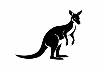 kangaroo silhouette line art vector illustration