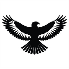 Obraz premium Eagle Silhouette Vector Flight Wings Spread Bird Freedom Majestic Powerful Symbol