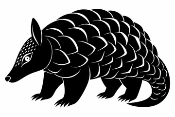 pangolin silhouette line art vector illustration