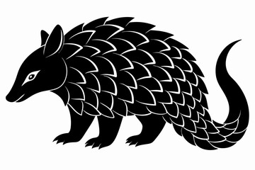 pangolin silhouette line art vector illustration