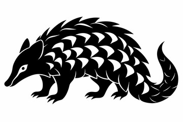 pangolin silhouette line art vector illustration