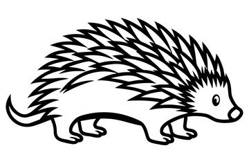 porcupine silhouette line art vector illustration