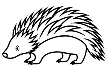 Obraz premium porcupine silhouette line art vector illustration
