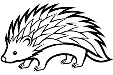 porcupine silhouette line art vector illustration