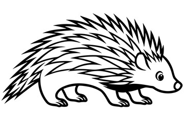 porcupine silhouette line art vector illustration