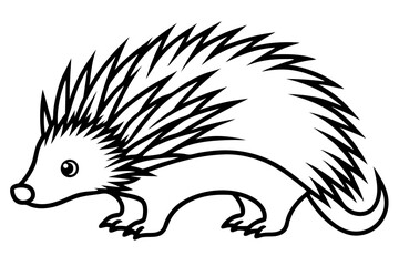 porcupine silhouette line art vector illustration