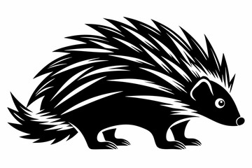 porcupine silhouette line art vector illustration