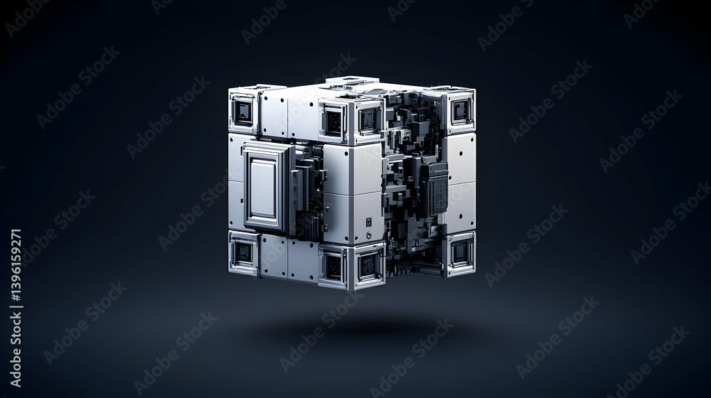 Poster abstract 3d pixelated cube design