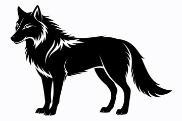 wolf silhouette line art vector illustration