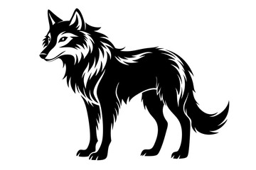 wolf silhouette line art vector illustration