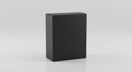 Black packaging box on neutral background  