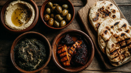 Mediterranean lunch spread