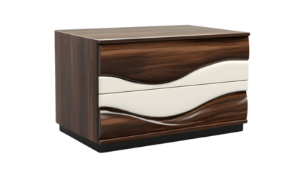 Modern Wooden Nightstand with Wavy Design and Cream Accents for Contemporary Home Decor