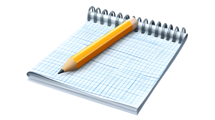 Notebook and Pencil Essential Tools for Writing Planning and Sketching on Grid Paper