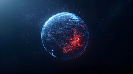 Abstract Glowing Digital Earth Model