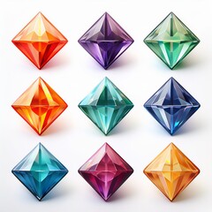set of colorful diamond