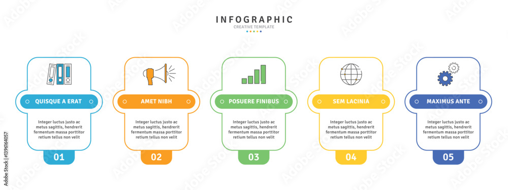 Poster business infographic template with modern design elements and icons in vector