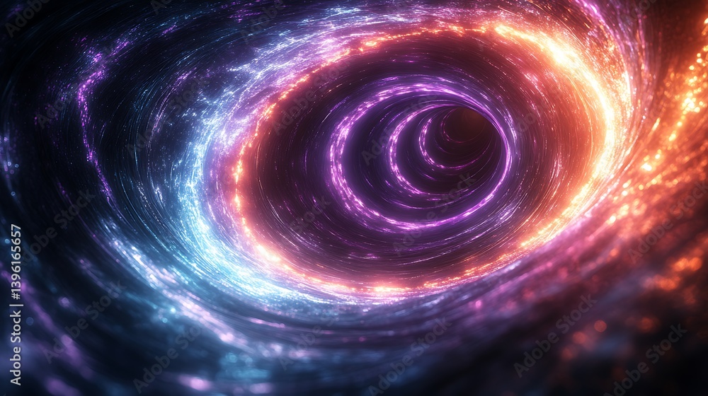 Canvas Prints a radiant vortex of endless glowing lines, converging into an infinite spiraling fractal, shifting h