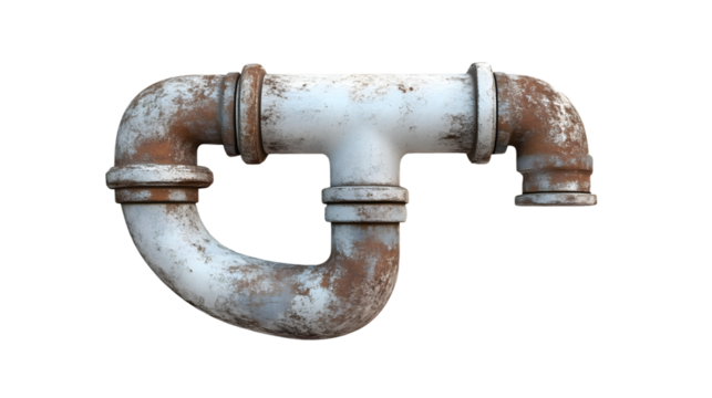 Rusty Industrial Pipe Fitting Weathered Metal Connector for Plumbing and Mechanical Applicatio