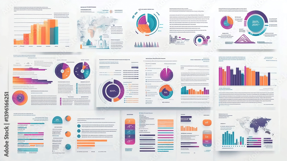 Poster data visualization dashboard with charts and graphs for business analysis and presentations design l