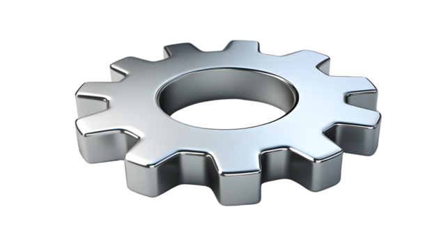 Shiny Metallic Gear Icon for Technology and Engineering Projects