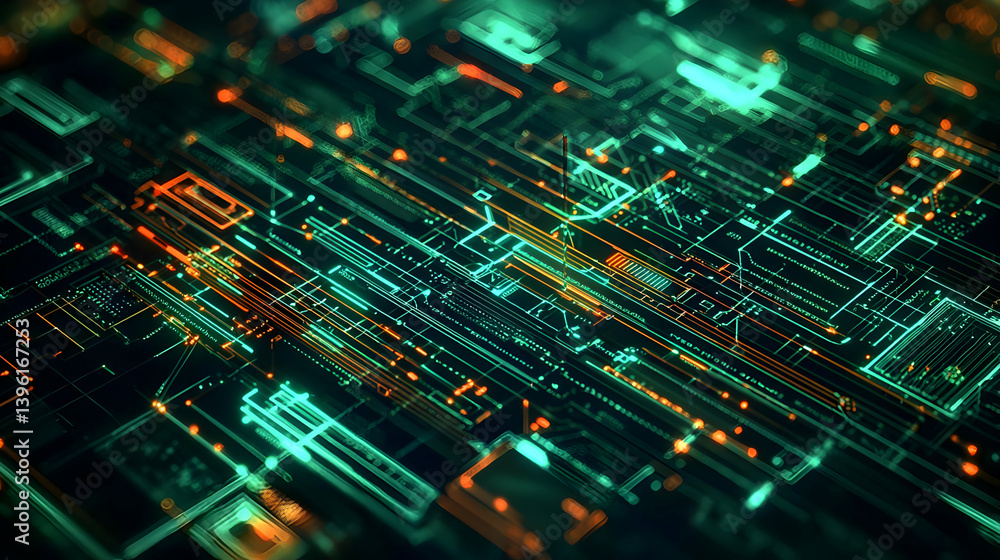 Poster abstract digital circuit board pattern