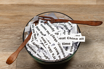 Word salad jumble of words and phrases