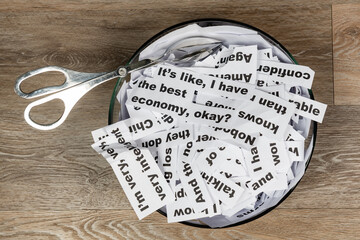 Word salad jumble of words and phrases