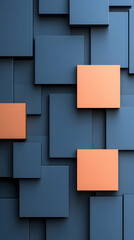 Abstract Geometric Background with Dark Blue and Copper Squares