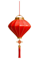 Red Chinese Lantern. Asian traditional paper lantern with tassel. Hanging Chinese lamp for holiday decoration. 3d illustration © Pagina