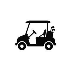 Fototapeta premium Golf Cart Vector Illustration Black Silhouette Isolated On White Background Graphic Resource