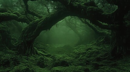 Lush, mystical forest scene