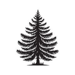 Spruce Tree Vector Silhouette, Elegant Evergreen Tree Outline, Nature-Inspired Clipart for Wall Art, Logos, Stickers, Apparel, Digital Prints, Crafts, Posters, and Home Decor.