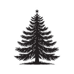 Obraz premium Spruce Tree Vector Silhouette, Elegant Evergreen Tree Outline, Nature-Inspired Clipart for Wall Art, Logos, Stickers, Apparel, Digital Prints, Crafts, Posters, and Home Decor.