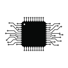 Silhouette Of Computer Chip Vector Illustration For Tech Or Engineering Designs