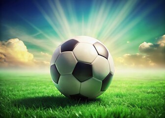 Minimalist Green Soccer Ball Background: Abstract Sports Photography