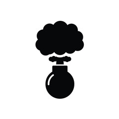 Cartoon Bomb Explosion Black Silhouette Vector Illustration Concept Graphic Isolated