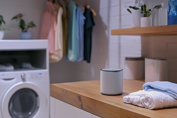 An AI-based voice assistant managing household chores, from setting reminders for laundry to automating vacuum cleaning schedules